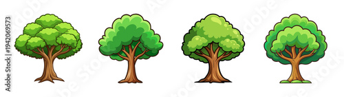 Illustration of cartoon trees vector design set for nature and landscape concept element graphic 90