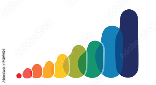 Vector colorful gradient oval shapes growth chart