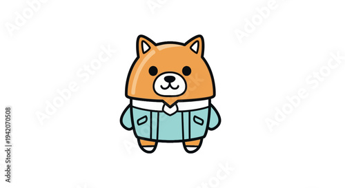 Adorable cartoon Shiba Inu dog wearing a hoodie jacket.