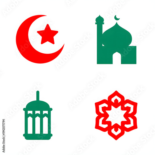 Set of vector icons for design featuring architectural building silhouettes and city landmark symbols including a church mosque and temple for travel tourism and religion illustration