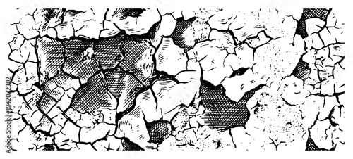 Woodcut style distressed texture showing a cracked and peeling surface background
