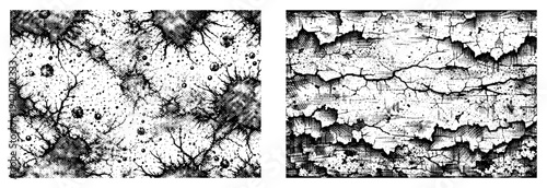 Dark grunge design collection featuring explosive ink splats and heavy cracked earth textures