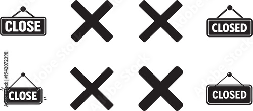 Close sign icon set vector illustration for web, app, logo, UI. Clean cross symbol design isolated.