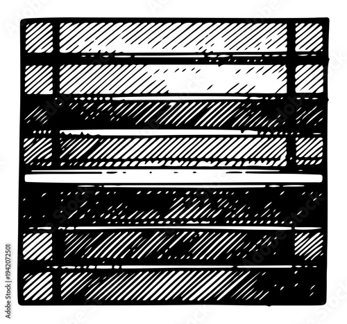 Hand drawn wooden fence texture with vintage crosshatch shading and grunge effects