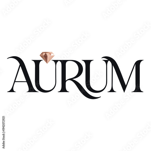 Elegant 'AURUM' text logo with a sparkling diamond, signifying luxury, jewelry, and precious metals