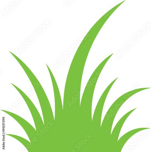 Vibrant green grass blades with a modern design element