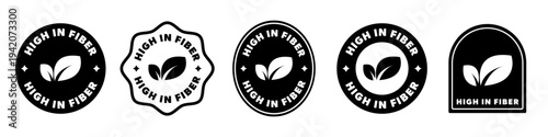 High in Fiber packaging stickers - vector design.