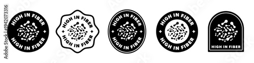 Vector labels for product - high in Fiber. Vector isolated on white.