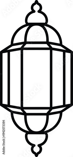 Elegant black line art lantern with intricate design