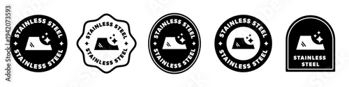 Metal quality signs collection. Stainless steel icons for tool. Vector stickers.