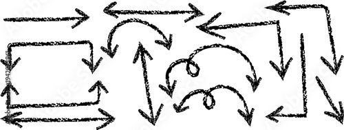 A complex network of arrows pointing in various directions