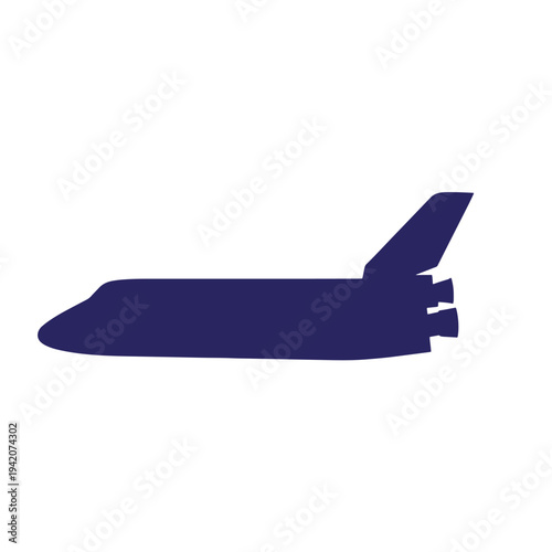Dark blue airplane silhouette flying through sky  side view of aircraft