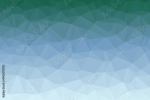 This intricate geometric pattern showcases a calming gradient of deep blue green evolving into pale sky blue and white