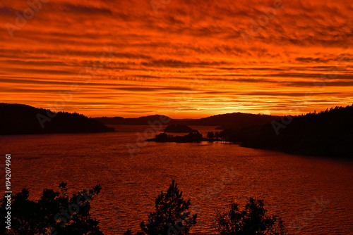 Colorful sunset on the coast of Sweden