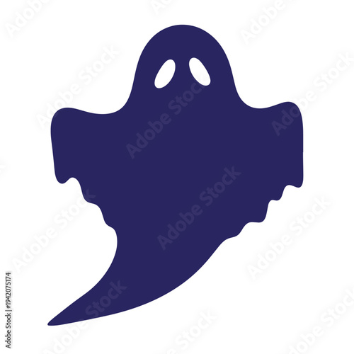 dark blue ghost icon with white eyes on white background  halloween symbol