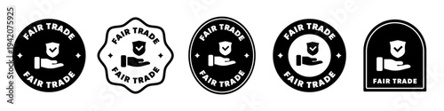 Fair Trade labels with icon. Vector stickers for package design.