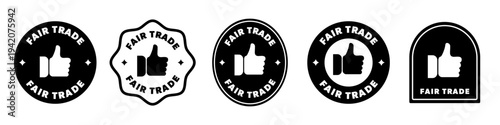 Fair Trade thumbs up labels for product advertisement.