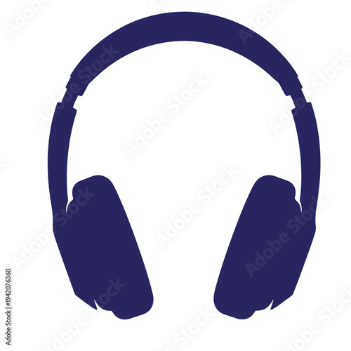 Dark blue overtheear headphones on white background  music listening device
