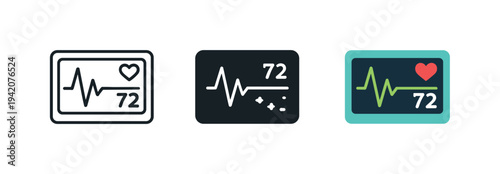 Wellness tracking concept shown as a heart rate monitor screen with waveform line and small heart icon, centered and clearly