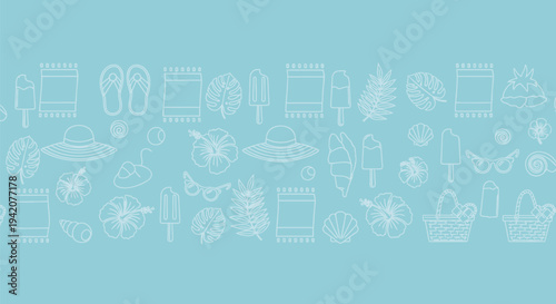 Set of summer vacation icons vector