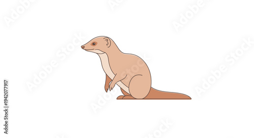 Cartoon illustration of a meerkat with tan fur against a white backdrop