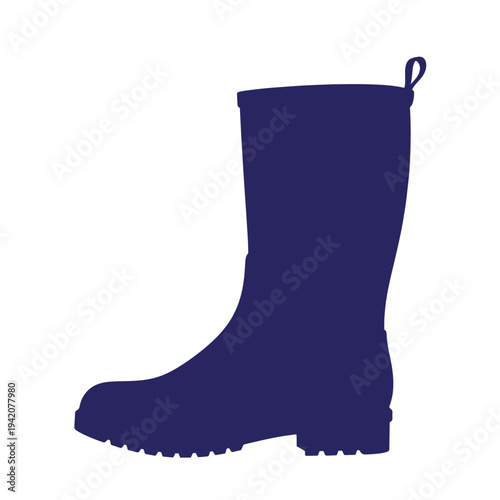 navy blue rubber boot with loop  footwear silhouette