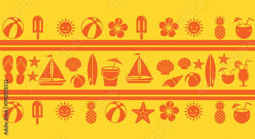 Set of summer vacation icons vector