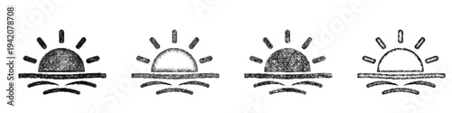 Sketch sunrise icon design set