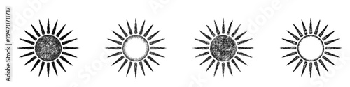 Sketch sunburst icon design set
