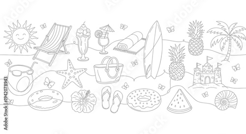 Set of 20 summer vacation icons vector