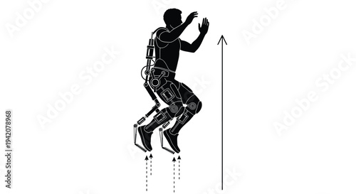 Vector illustration of a jumping robot