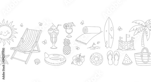 Set of 20 summer vacation icons vector