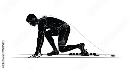 Vector illustration of a man running on a treadmill