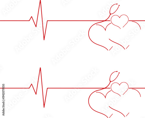 Heart and heartbeat symbol vector representing love health and medical care