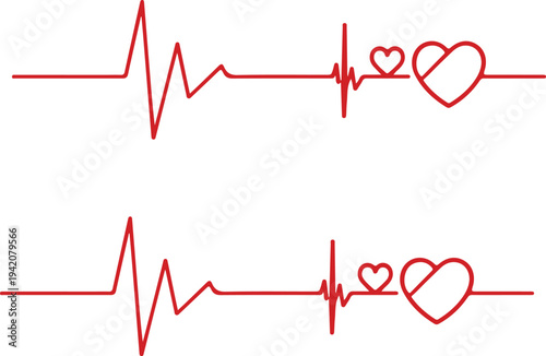 Heart heartbeat cardiogram ECG pulse line medical health monitor vector illustration