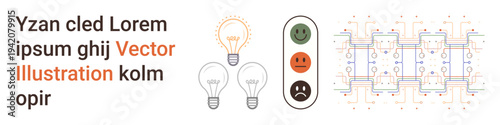 Innovation, user feedback, technical design, energy concepts, idea generation, process optimization. Light bulbs, feedback indicators technical diagrams. Innovation and user feedback concept