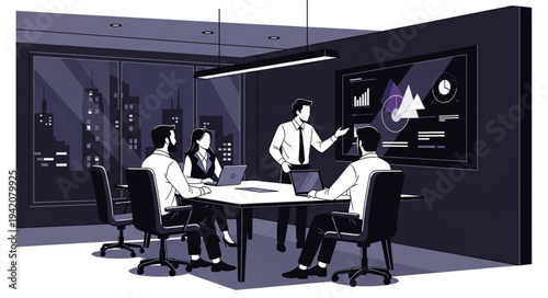 business meeting in front of a computer