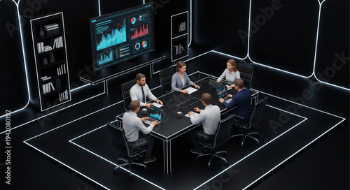 business people in front of computer screen