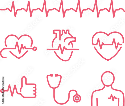 Heart and heartbeat symbol vector illustration.