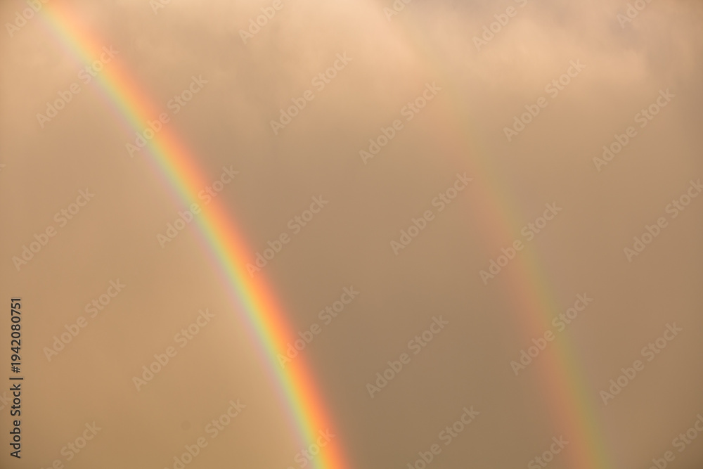 Fototapeta premium Vibrant Vertical Rainbow at Golden Hour