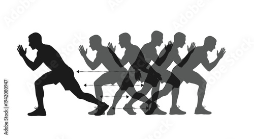 Set of 6 running man silhouettes vector, athletic icons