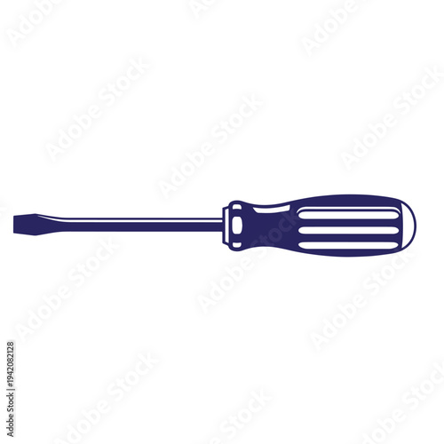 Flathead screwdriver with ergonomic handle isolated on white background