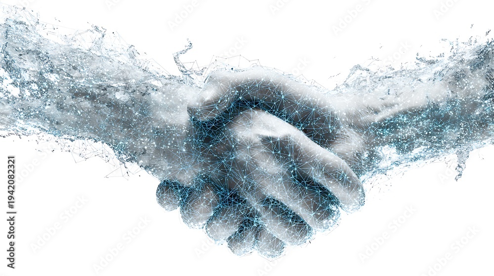 © rude - A handshake between two people with water splashing around their hands in a dynamic and powerful motion. © rude - A handshake between two people with water splashing around their hands in a dynamic and powerful motion.