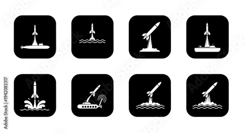 A rocket dramatically breaks through the ground or a cloud layer.