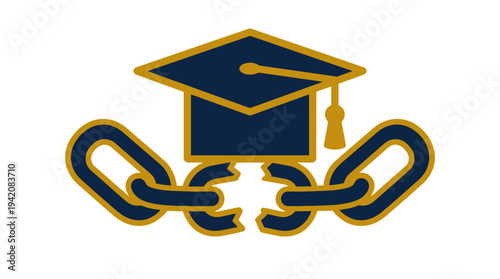 Education Breaking Chains Symbol for Liberation and Freedom