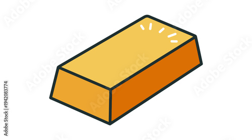 Gold bullion bar illustration icon for wealth and finance