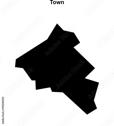 Town (England) blank outline map