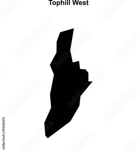 Tophill West (England) blank outline map