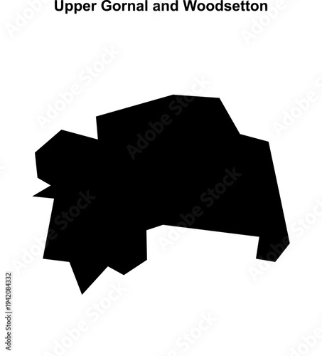 Upper Gornal and Woodsetton (England) blank outline map