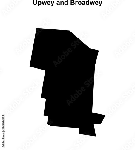 Upwey and Broadwey (England) blank outline map